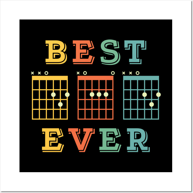 Best Dad Ever Guitar DAD Chords Tab Retro Theme Wall Art by nightsworthy